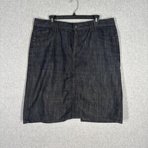 Woolworths‎ Jean Skirt 16 Denim Stretch Pocket Cottage Granny Academia Heritage